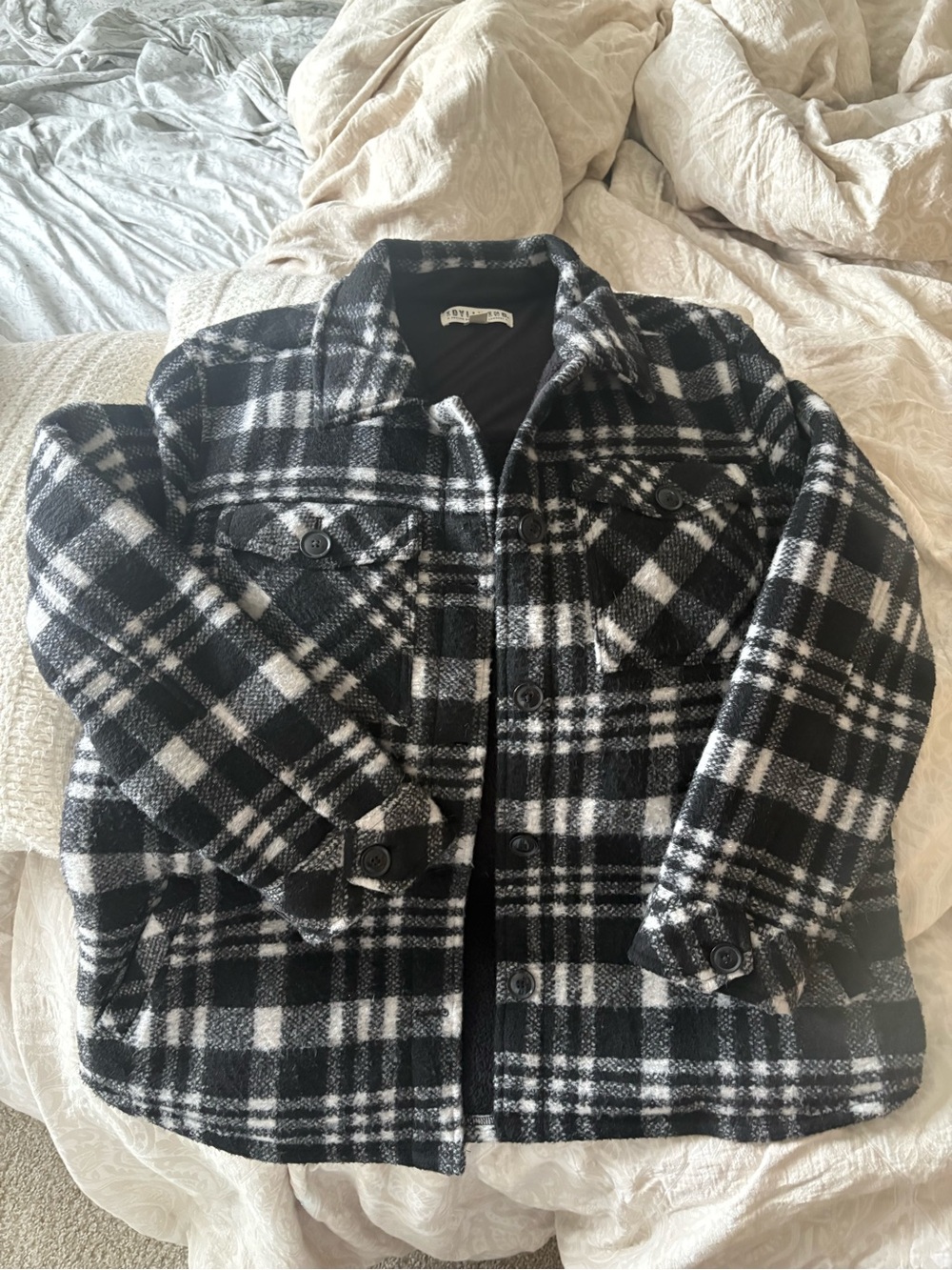 Idyllwind Black and White Plaid Jean Shacket